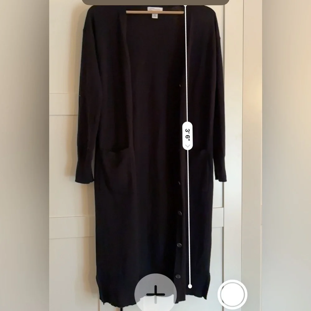 Nordstrom Signature Cotton and Cashmere Long Black Cardigan size XS